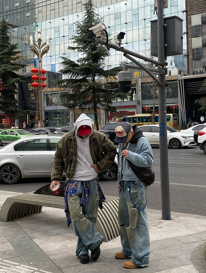 Distressed Ripped Baggy Denim Jeans