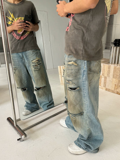 Distressed Ripped Baggy Denim Jeans