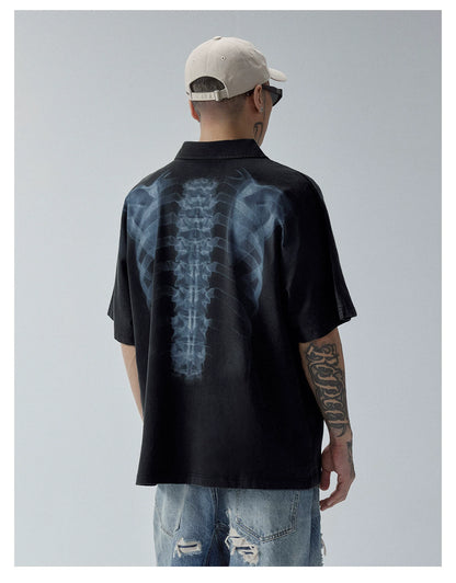 F2Center Heavy Washed Old Polo Shirt