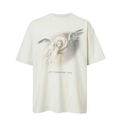 Angel Noise Print Vintage T-Shirt