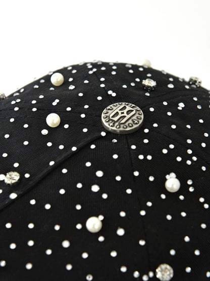 PREMIUM PEARL AND RHINESTONES BASEBALL CAP