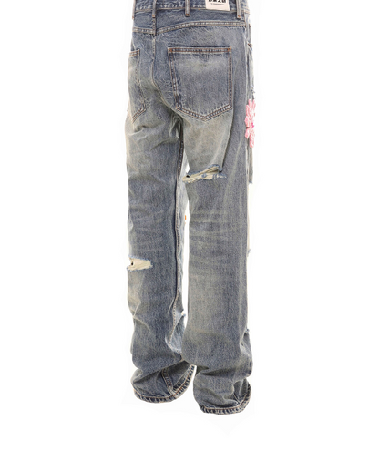 Untold Washed Crochet Embroidered Ripped Jeans