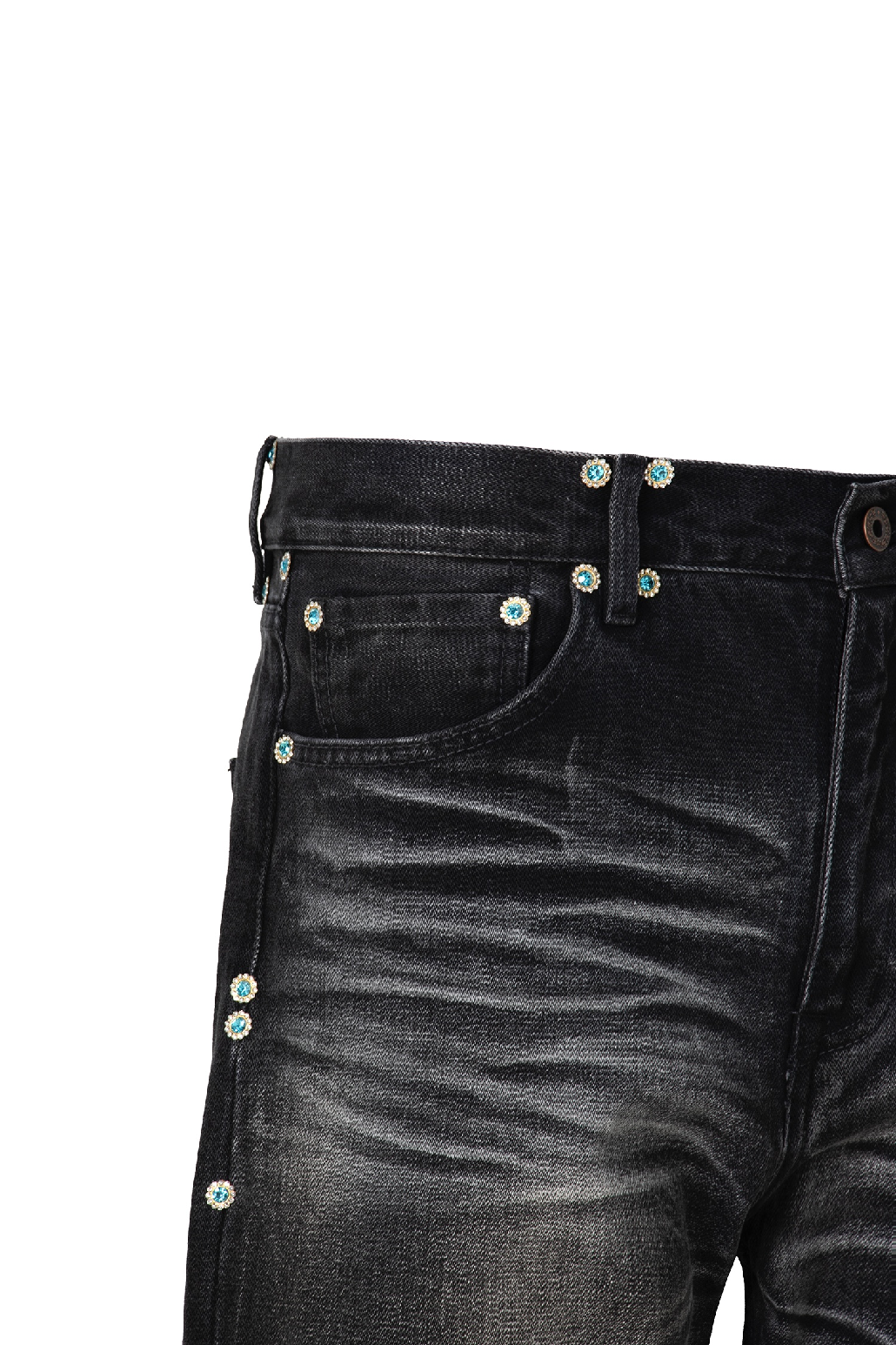 Untold Crepe Rhinestone Straight-Leg Jeans