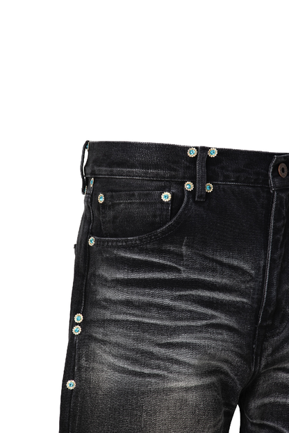 Untold Crepe Rhinestone Straight-Leg Jeans