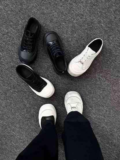 Arc Moon Cowhide Dirty White Board Shoes