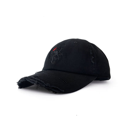 Distressed Embroidered Military Cap