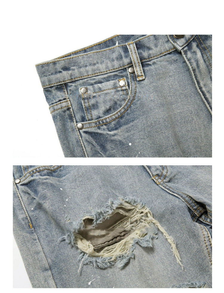 Distressed Holes Denim Shorts