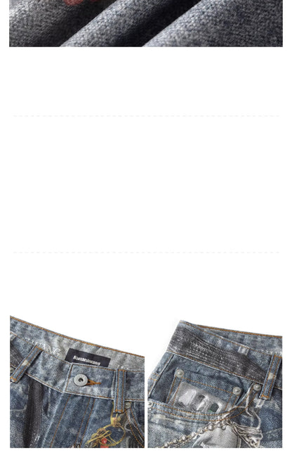 Untold Graffiti Design Denim Shorts
