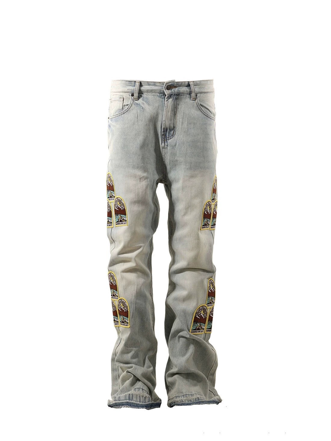 Untold Snow Mountain Embroidered Bootcut Jeans
