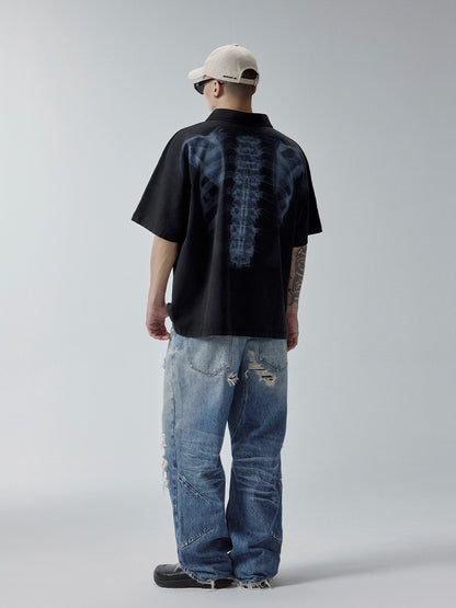 F2Center Heavy Washed Old Polo Shirt