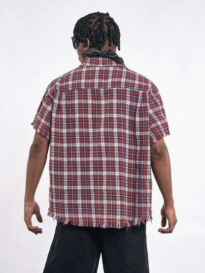 Plaid Distressed Edge Grid Shirt