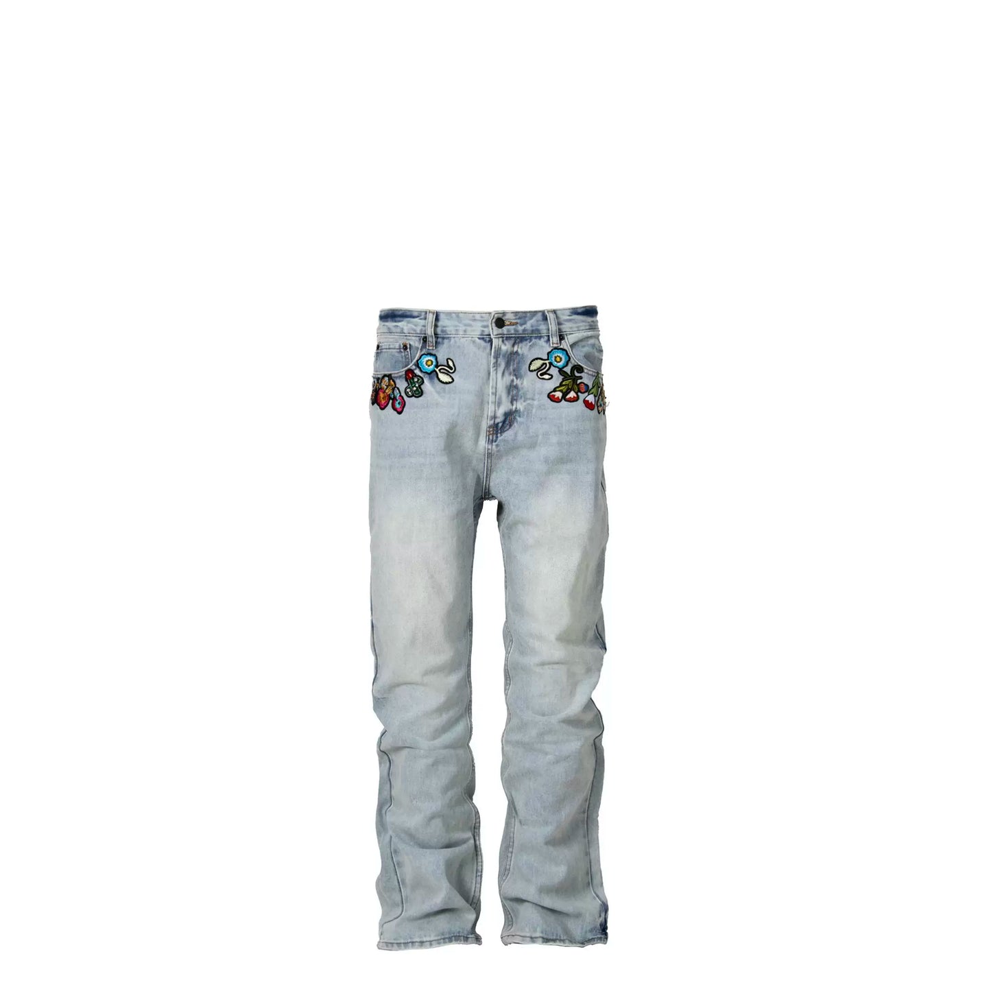 Untold Botanical Embroidered Straight Jeans