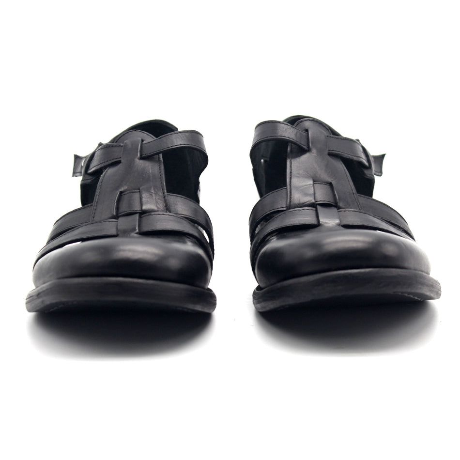 Distressed Handmade Black Leather Shoes