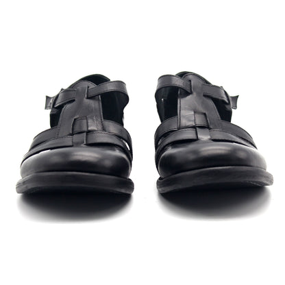 Distressed Handmade Black Leather Shoes