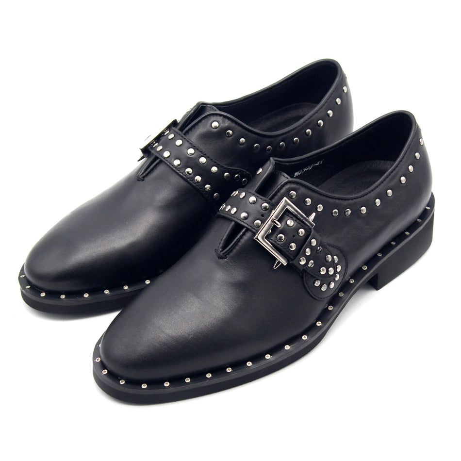Premium Handmade Leather Nail-Buckle Shoes