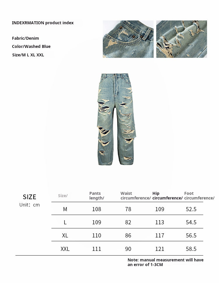UNTLD Destroyed Double-Layer Dad Jeans